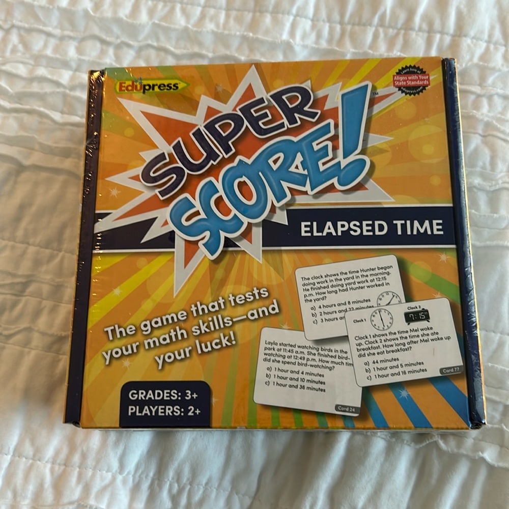 Super SCORE! Elapsed Time game. The game that tests your math skills.